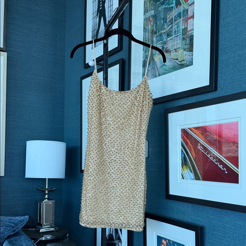 Oh Polly Shimmering Gold Sequin Dress